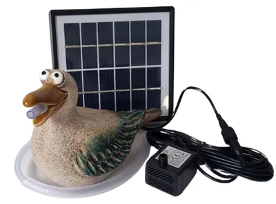 Solarbrunnen Möwe aus Keramik für Teich & Balkon