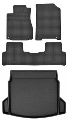 Zdjęcie produktu dla Dywaniki gumowe + mata bagażnika do Honda CR-V IV 2011-2018 (SUV, standardowy bagażnik) – czarne, dopasowane – Wielganizator