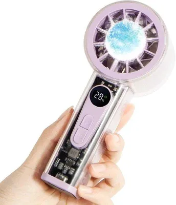 Immagine prodotto di Ventilatore ricaricabile pieghevole a mano con funzione di raffreddamento, 4000 mAh, 6 velocità, display a LED, autonomia della batteria 1-12 ore.