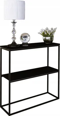 Zdjęcie produktu dla Konsola metalowa toaletka stolik półka stojąca loft czarny matowy 60x20h80