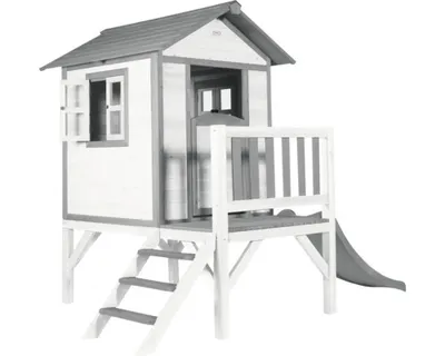 Image de Axi Maison Enfant Beach Lodge Xl En Blanc Avec Toboggan En Gris | Maison De Jeux En Bois Ffc Pour Les Enfants | Maisonnette / Cabane De Jeu Pour Le