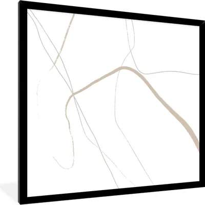 Produktbild von MuchoWow® Gerahmtes Poster Abstrakt - Minimalismus - Linienkunst 40x40 cm - Poster mit Schwarzem Bilderrahmen Wandposter Rahmen Foto Bilder - Mit Rahmen - Wanddekoration Schlafzimmer