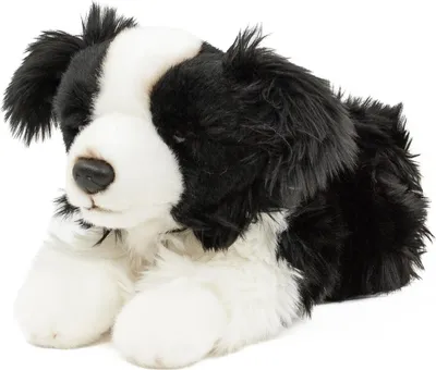 Produktbild von Kuscheltier Hund Border Collie 30 cm liegend schwarz/weiß Plüschhund
