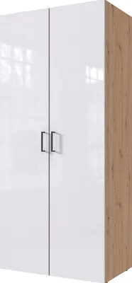 Produktbild von Drehtürenschrank Mugano Kleiderschrank Farbe und Größe wählbarEiche Artisan / weiß Hochglanz