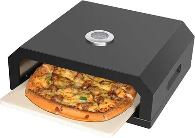 Produktbild von Pizzaaufsatz für alle Grillarten geeignet (Gas, Holzkohle, Elektro), mit Thermometer, Pizzaeinsatz
