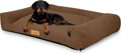 Obrázek produktu pro Velký pelíšek pro psy Pohovka pro psy Polštář pro psy Koš pro psy Omyvatelný - Barva Boucle Brown - Podložka pro psy velikost L - 83x50 cm