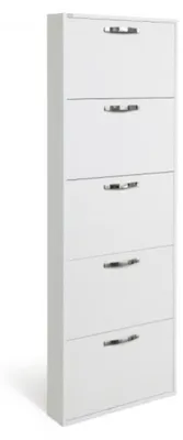 Obrázek produktu pro Botník s 5 dvířky - Dřevo - Bílý - 180 x 65 x 15 cm - Úsporný