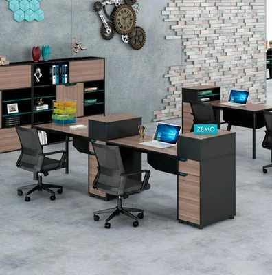 Immagine prodotto di Gruppo Tavolo da ufficio Tavolo da lavoro Scrivania per 2 persone Legno Nero