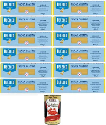 Produktbild von De Cecco Linguine senza Glutine No.7, Glutenfrei,100% Italienisch Pasta Nudeln gluten free 15x 400G + Italian Gourmet polpa 400g