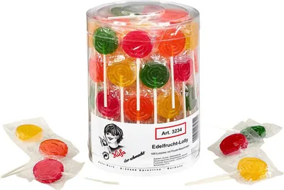 Produktbild von Küfa Edelfrucht Lolly Lutscher mit Fruchtgeschmack 100 Stück 1600g