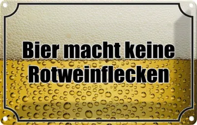 Produktbild von vianmo Blechschild 20x30 cm Bier keine Rotweinflecken Essen Trinken