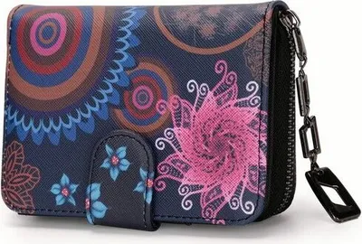 Produktbild von Mofut Damen Geldbörse Geldbeutel kleine Portmonee Reißverschluss viele Fächer« (Geldbörse Damen mit Blumen und Blüten Muster im Mandala und Ethno Stil), Brieftasche Kreditkartenfach,Geldbeutel kleine,Wallet Vintage,Elegantes Design