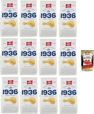 Produktbild von San Carlo 1936 Patatine Antica Ricetta Arricciate e Croccanti Rinomata Rosticceria - Senza Glutine, Kartoffel Chips, altes Rezept, gluten frei, 12x 150g + Italian Gourmet polpa 400g