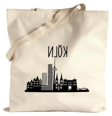Produktbild von KÖLN Skyline Jutebeutel Stoffbeutel Canvas Souvenir Andenken Deutsche Großstädte Motiv Stadt Silhouette Geschenkidee Umzug