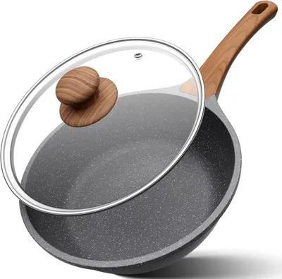 Obrázok produktu pre Hliníková panvica s pokrievkou – hlboká panvica, priemer 24 cm – s nepriľnavým povrchom – vhodná na indukciu a všetky typy sporákov