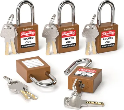 Obrázok produktu pre Bezpečnostný zámok 38 mm, 5 kusov, hnedý, pre Lockout Tagout
