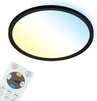Image de Panneau LED BRILONER LEUCHTEN SLIM, 18 W, 2400 lm, IP20, noir, plastique, dimmable, avec télécommande, Ø 29,3 cm