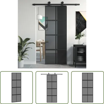 Produktbild von The Living Store Schiebetür Schwarz 76x205 cm Hartglas und Aluminium