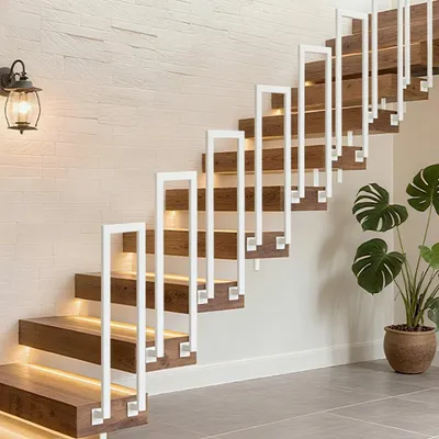 Produktbild von Eikuavons 95cm U-Form Treppengeländer Weiß Ovalrohr Handlauf Seitliche Montage