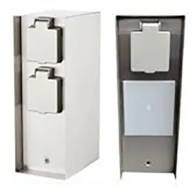 Produktbild von Steckdosensäule 3 fach Steckdose Eisen gebürstet Smart IP44 eckig
