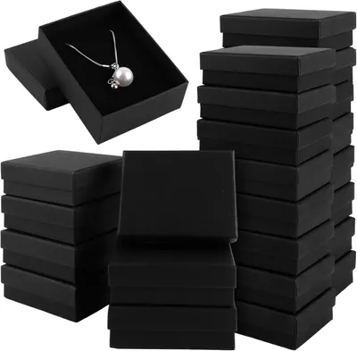 Productafbeelding van Zwarte dozen van kraftpapier, 7x9x3 cm, 24 stuks, cadeauverpakking
