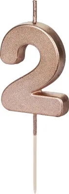Produktbild von Geburtstagskerze Zahl 2, roségold, 4,5cm