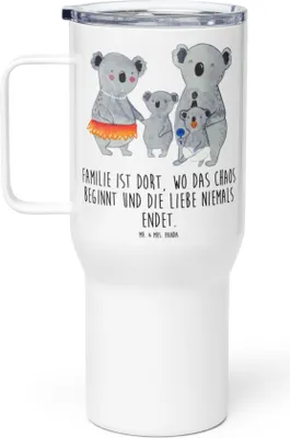 Produktbild von Mr. & Mrs. Panda Thermobecher Koala Familie - Weiß - Geschenk, Papa, Family, Koalas, Muttertag, Mehrwegbecher, Teetasse, Mama, Kaffee-to-go-Becher, Kinder, thermosbecher