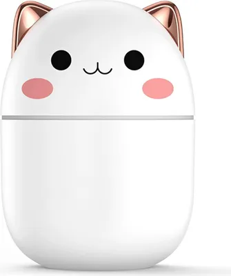 Produktbild von Katzen-Luftbefeuchter mit Kaltnebel – 250 ml, kleiner Tisch-Luftbefeuchter, leiser Betrieb, Nachtlicht, zwei Sprühmodi, automatische Abschaltung, ideal für Schlafzimmer, Kinderzimmer, Büro und Zuhause,White