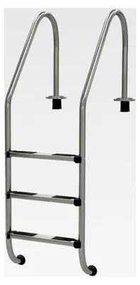 Produktbild von Edelstahl V4A Tiefbeckenleiter - 3 Stufen für Schwimmbecken 135 cm - Breite Schwimmbadleiter - Hohe Korrosionsbeständigkeit