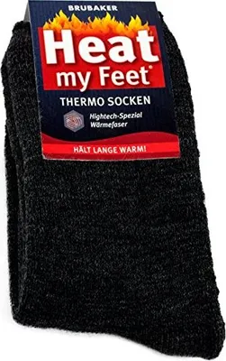 Image de Brubaker 2 paires de chaussettes thermiques unies Heat my Feet Anthracite taille 35-38