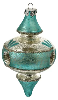 Obrázek produktu pro Clayre & Eef Vánoční visačka Ø 8x13 cm modré sklo