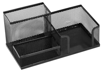 Produktbild von Schreibtischorganizer Stiftehalter Büroorganizer - Metall - 3 Fächer - Schwarz - 205 x 103 x 98 mm