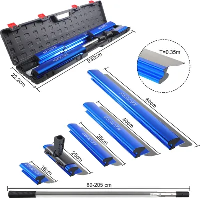 Image de Jeu de lames de lissage pour la construction à sec, matériau aluminium, disponible en plusieurs tailles, 5 jeux