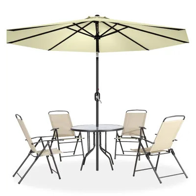 Image de UISEBRT 300cm Alu Parasol protection UV 40+ - Beige Parasol de terrasse Parasol de marché pour balcon, jardin, terrasse
