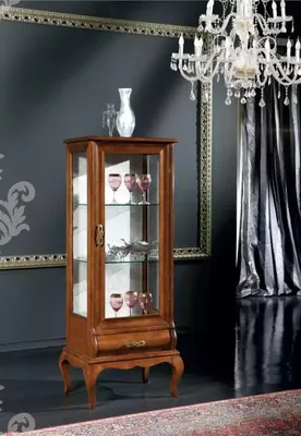 Produktbild von Holzmöbel Glasvitrine Schränke Wohnzimmer Klassische Möbel Vitrine Schrank