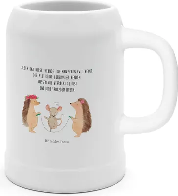 Produktbild von Mr. & Mrs. Panda Krug Igel Seilhüpfen - Weiß - Geschenk, Kinder, Seidel, Steinbierkrug, Maus, Kindergarten, Tiere, Humpen, Steinkrug, Seilspringen, Tonkrug
