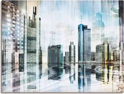 Produktbild von ARTland Leinwandbild Frankfurt Skyline Abstrakte Collage Größe: 120x90 cm