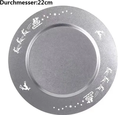 Obrázok produktu pre Vianočný tanier Nerezový tanier na sušienky Adventná dekorácia Otec Vianoc Adventný tanier Opakovane použiteľný, 22 cm, strieborná sivá, nerezová oceľ