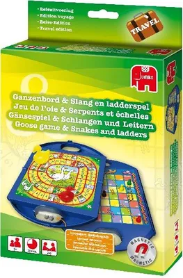 Produktbild von Jumbo Gänsespiel & Schlangen und Leitern Kompaktspiel, Brettspiel, Rennen, 4 Jahr(e), Reiseedition, 30 min, 30 min