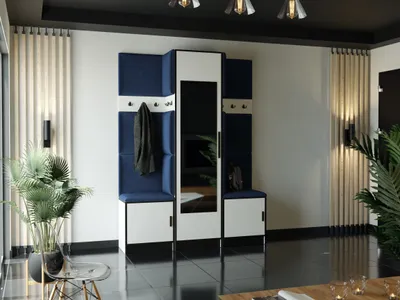 Obrázek produktu pro KIER FURNITURE Šatní Skříň, Bílá + Látka Modrá - 159,6x205x39cm