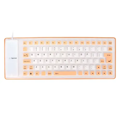 Obrázek produktu pro Silikonová klávesnice, zcela utěsněná, lehká, přenosná, tichá, měkká a pohodlná, připojení přes USB kabel, pro PC, oranžová