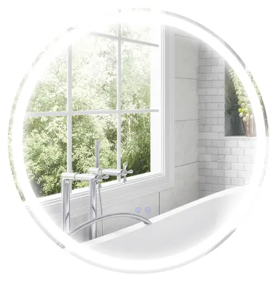 Productafbeelding van kleankin LED-spiegel voor de badkamer, met touchbediening, anti-condensfunctie, rond, 60 x 60 cm