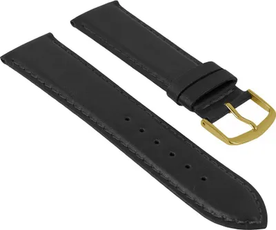 Produktbild von Uhrenarmband XL Büffelkalb Leder Schwarz mit Naht 26405G, Stegbreite:18mm