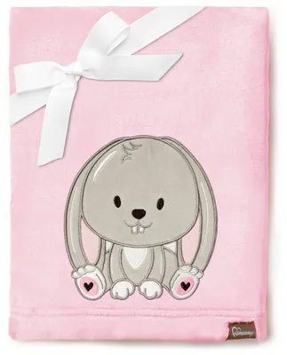 Produktbild von Be Mammy Kuschlige Babydecke Kuschel Decke Tagesdecke mit 3D Applikation 76 x 102 cm BE20-168 (Puderrosa - Kaninchen, 76 x 102 cm)