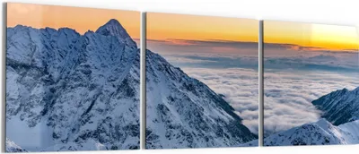 Produktbild von DEQORI Glasbild Echtglas 3x50x50 cm 'Tatraberge bei Morgenrot' Wandbilder XXL groß