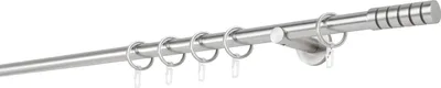 Produktbild von Gardinenstange auf Maß 20mm Rille 1-lauf Wandträger 6,5cm Farbe: Edelstahl-Optik, Größe: 200cm