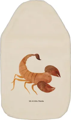 Produktbild von Mr. & Mrs. Panda Wärmflasche Sternzeichen Skorpion - Weiß - Geschenk, Wärmekissen, Oktober, Geburtstag, Skorpione, Bettflasche, Flauschige, November, Wärmflaschen