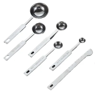 Imagen del producto de Juego de tazas medidoras y cucharas de acero inoxidable apilables