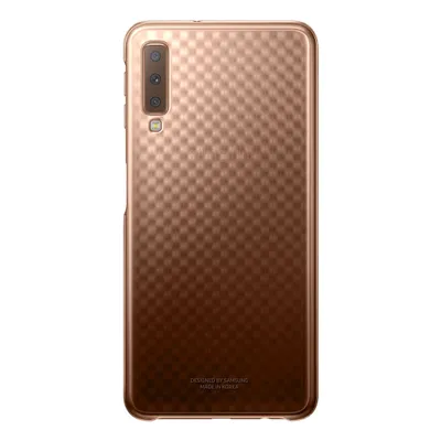 A gold Samsung phone case with a checkered pattern.