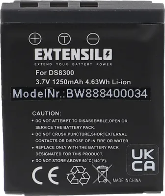 Produktbild von EXTENSILO Akku kompatibel mit Medion Traveler DC-8500, DC-XZ6, DC-8300, DC-8600, DC-X5 Kamera (1250 mAh, 3,7 V, Li-Ion)